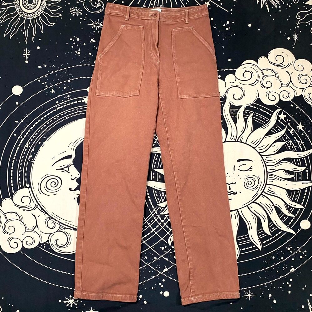 Wilfred Free Pant Womens 4 Brown Cotton Khakis Straight Casual Preppy Indie
